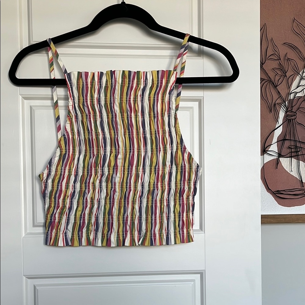 Zara Multicolored Smocked Crop Camisole